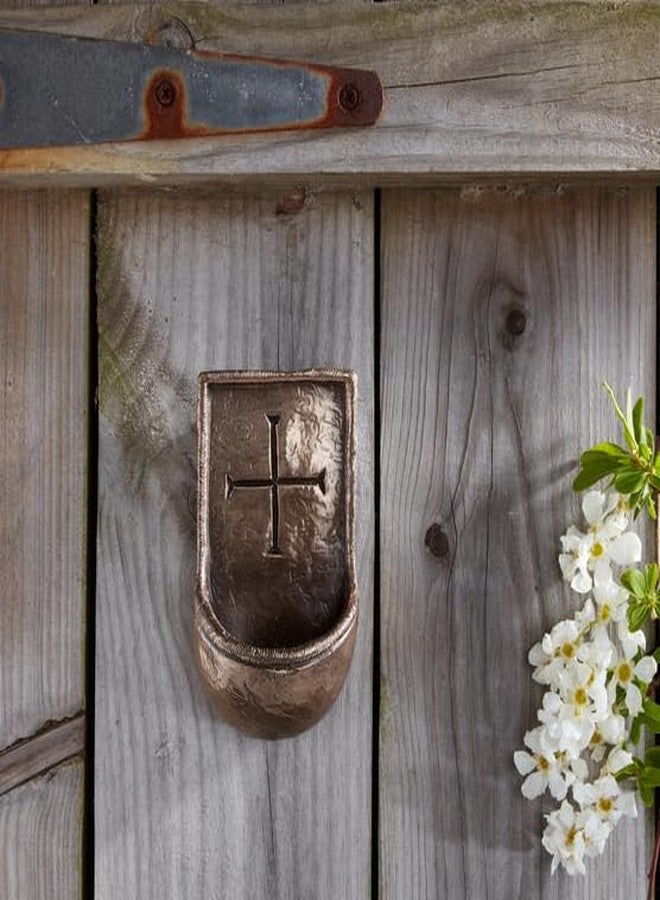 WILDGOOSE Wild Goose Holy Water Font St. Brigids Cross Resin Cast Coated In Bronze 5 1/2 Inches Tall by 3 1/2 Inches Wide Ready To Hang Made in Ireland - Image 2